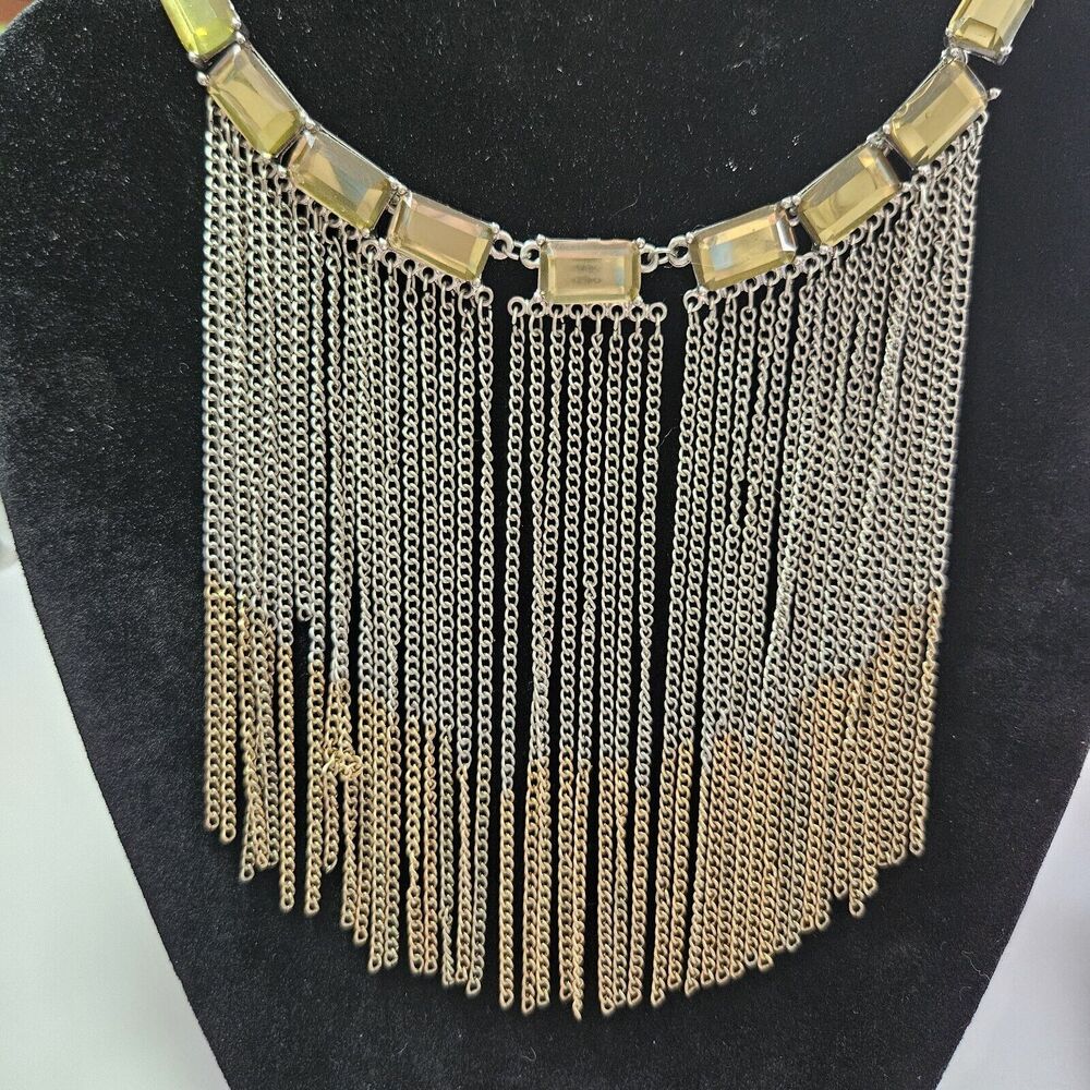 Laila Rowe Gold & Silver Tone Dangly Statement Necklace 14-15"